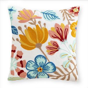 Cojin Bordado 45x45 Cm Flor Hibiscus Blanco