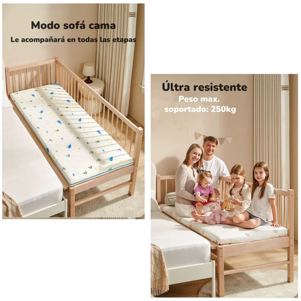 Cama Colecho 4 Laterales Con Colchón Y Sabana Plus Lubabycas image number 1.0