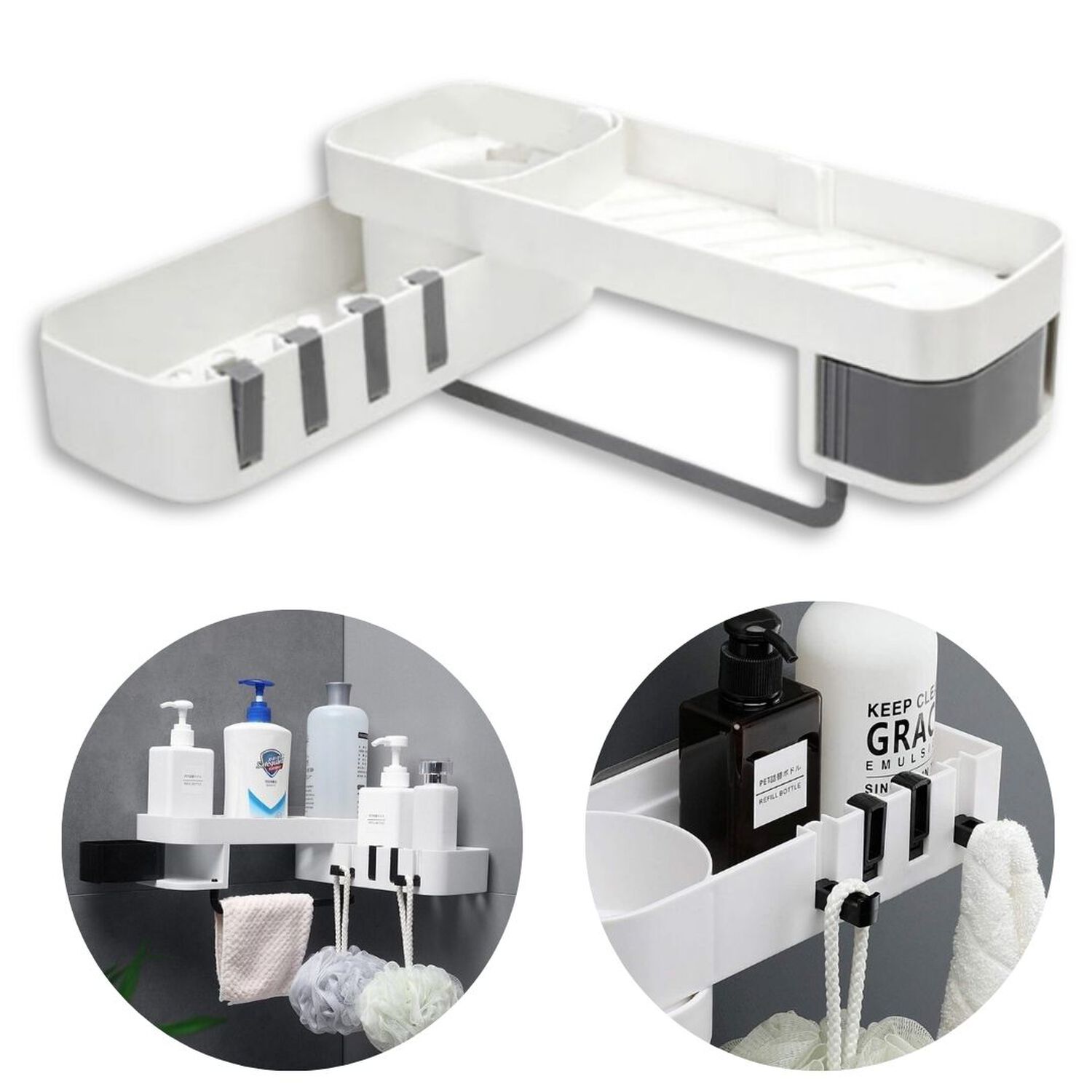 Organizador Esquinero Ajustable Multiuso Para Ba&ntilde;o Y Cocina image number 0.0