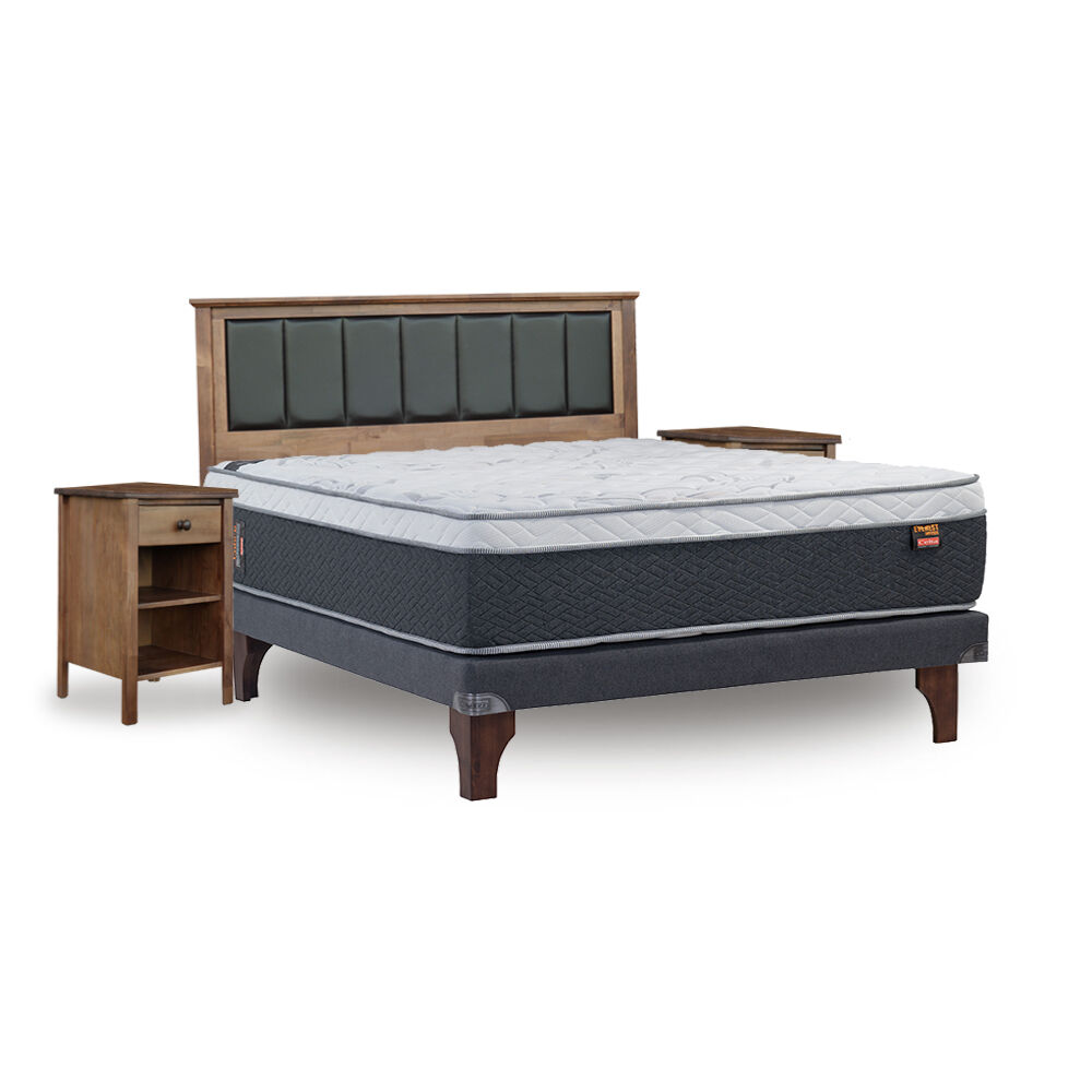 Cama Europea Celta Everest Cobre / 2 Plazas / Base Normal + Set de Maderas Rodas image number 0.0