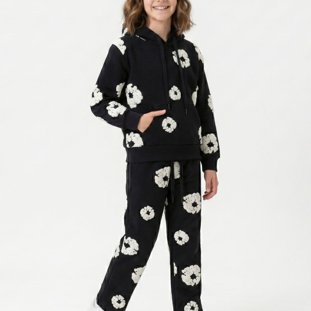 Conjunto Buzo Ni&ntilde;a Poleron Canguro Y Jogger Flores 3d image number 1.0