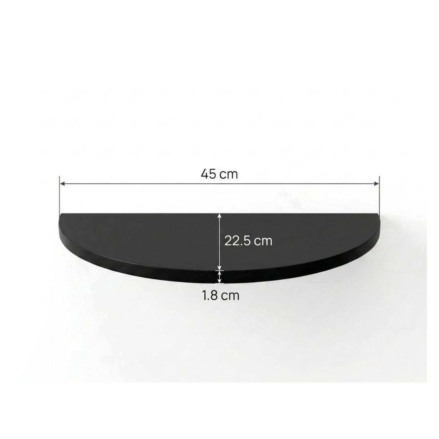 Repisa Flotante Semicircular Moderna Madera Negra 45cm image number 4.0