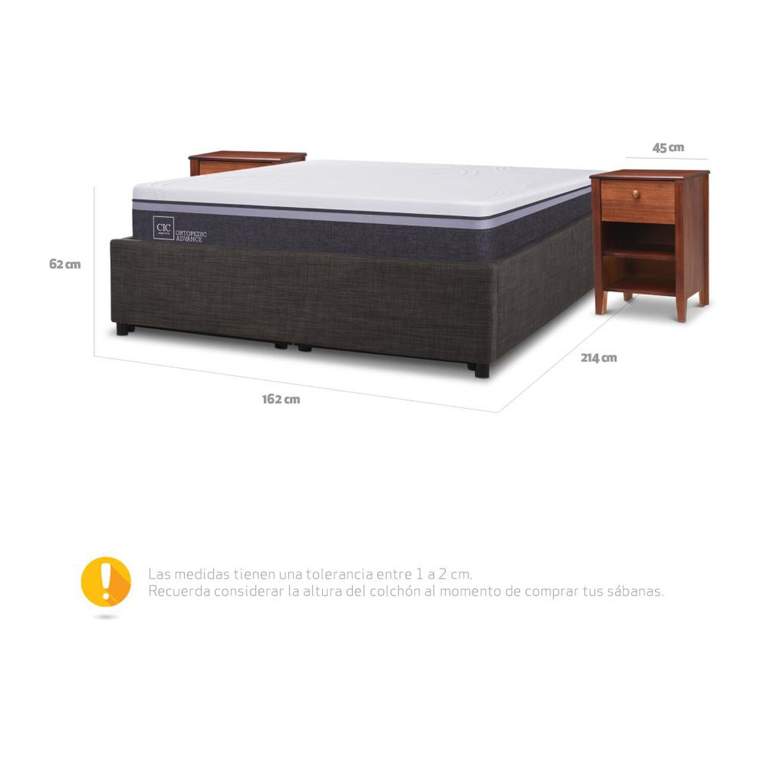 Cama Ba&uacute;l Cic Ortopedic Advance / 2 Plazas / Base Normal + Velador image number 5.0