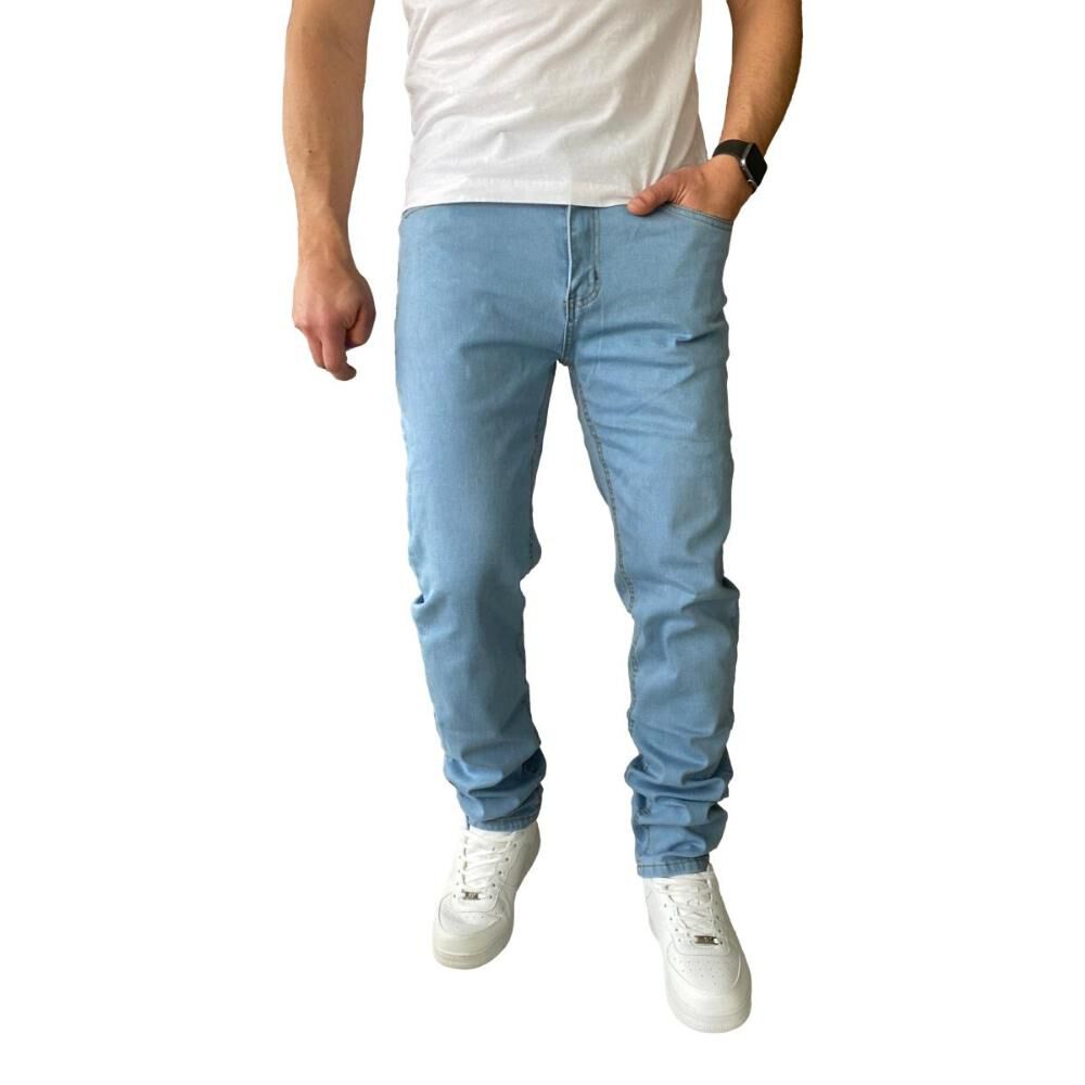 Pantalón Jeans Elasticado Slim Celeste image number 8.0