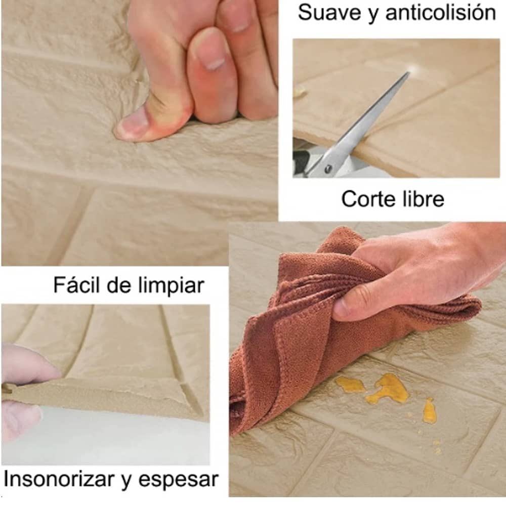 Pack 10 Lamina Papel Mural Autoadhesivo 3d Beige image number 2.0