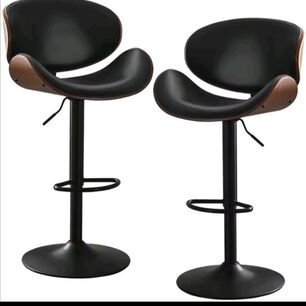 Pack 2 Sillas Bar Taburete Madera Pu Negro/negro Cisne