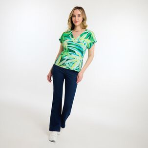 Blusa Full Print Manga Corta Cuello V Mujer Geeps