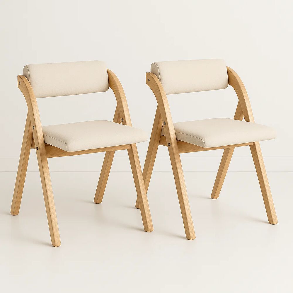 Pack De 2 Sillas Betlahem De Madera Plegable Acolchada - Beige image number 0.0