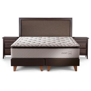 Cama Europea Rosen Nest / 2 Plazas / Base Dividida + Set De Maderas Nolita Chocolate