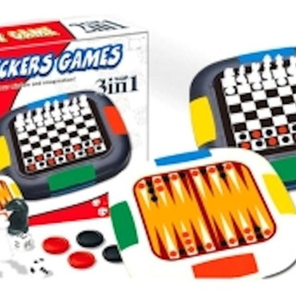 Juego De Mesa 3 En 1 Damas | Ajedrez | Backgammon image number 5.0