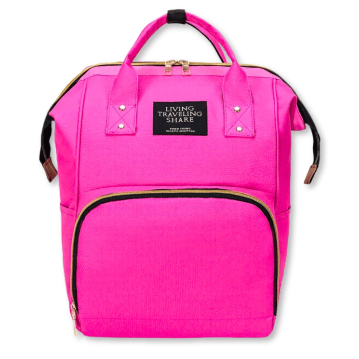 Mochila Maternal Bolso Pa&ntilde;alera Nylon Beb&eacute; Dise&ntilde;o Unicolor T&eacute;rmica E Impermeable Fuchsia image number 0.0