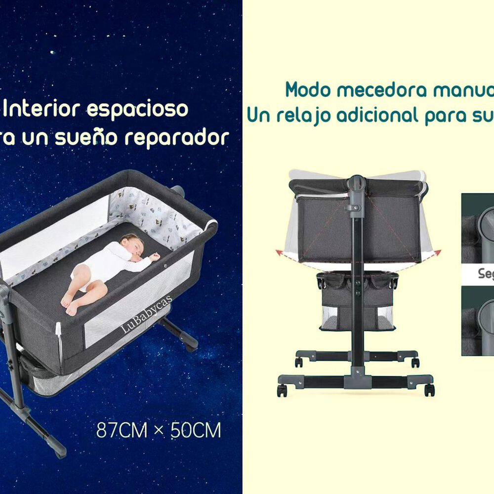 Cuna Colecho Con Mudador Y Accesorios Lubabycas Rosada image number 5.0
