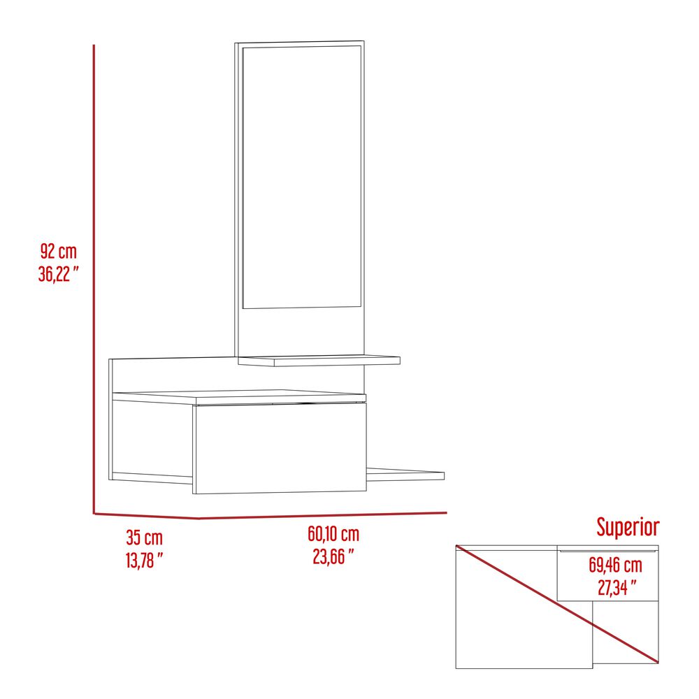 Mueble Recibidor De Pared Living 1 Cajon 90x60x35 Cm Blanco image number 6.0