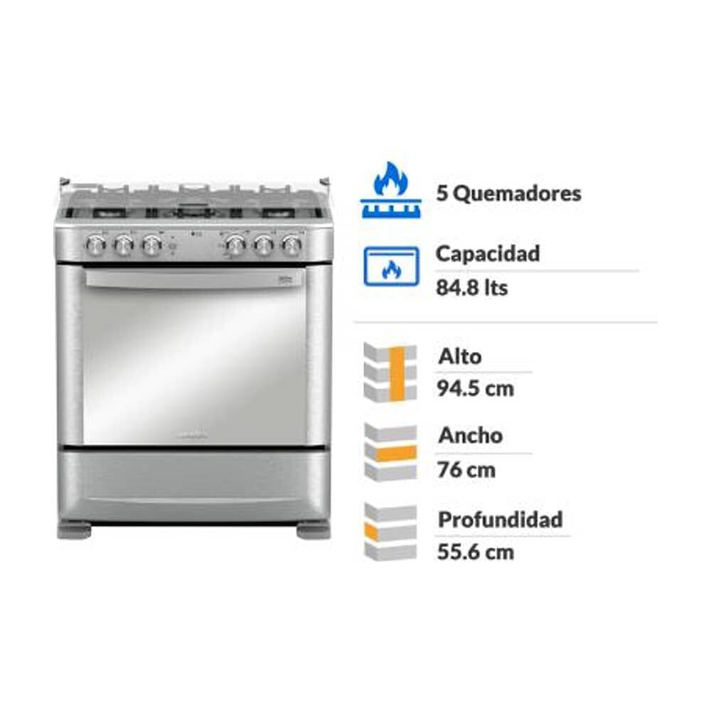 Cocina A Gas Mabe 5 Quemadores Con Grill Andes7650fx1 image number 2.0
