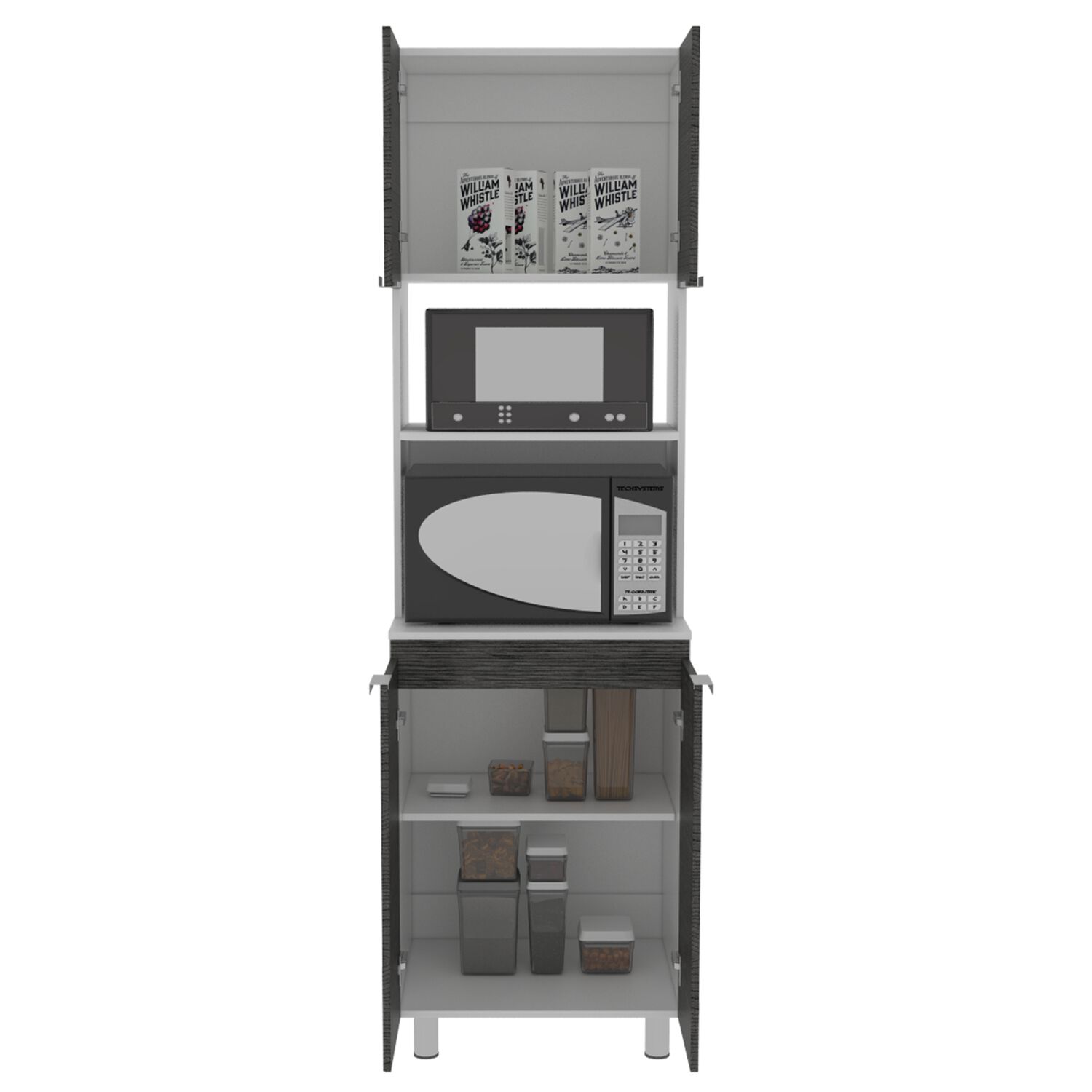 Mueble Microondas 4 Puertas Fm-005g Gris Y Blanco image number 2.0