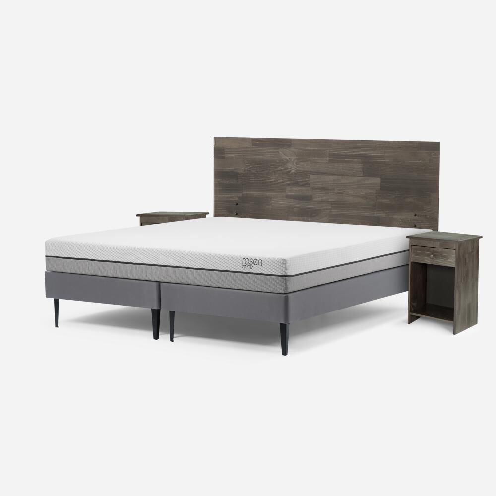 Cama Europea Rosen Pratta / 2 Plazas / Base Dividida + Set De Maderas Tabor Grafito image number 1.0