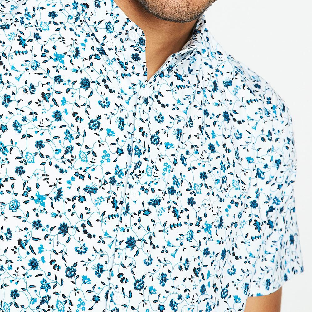 Camisa Full Print Slim Fit Manga Corta Hombre Az Black image number 3.0