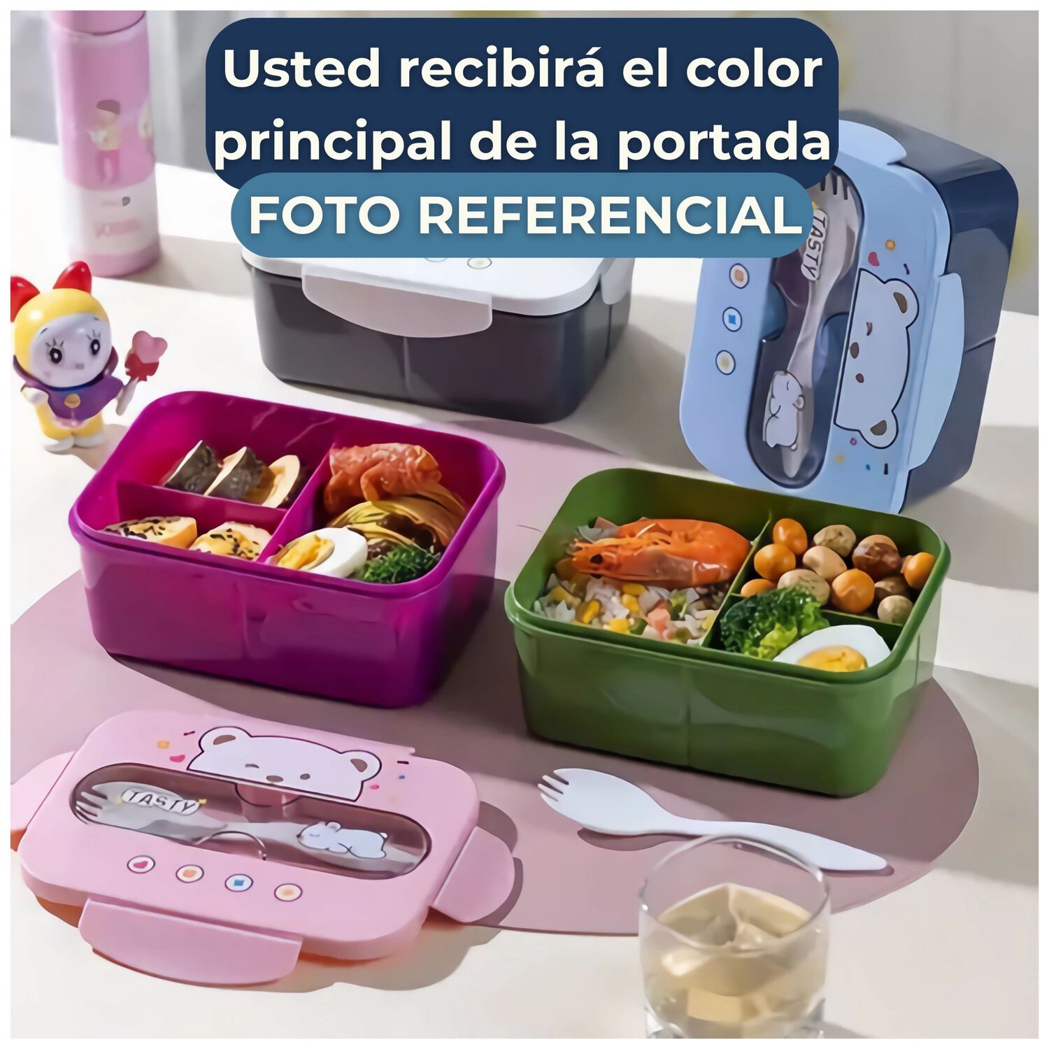 Fiambrera Contenedor Osito Tasty 1200 Ml + Cubiertos T&aacute;per Infantil Dark Blue image number 4.0