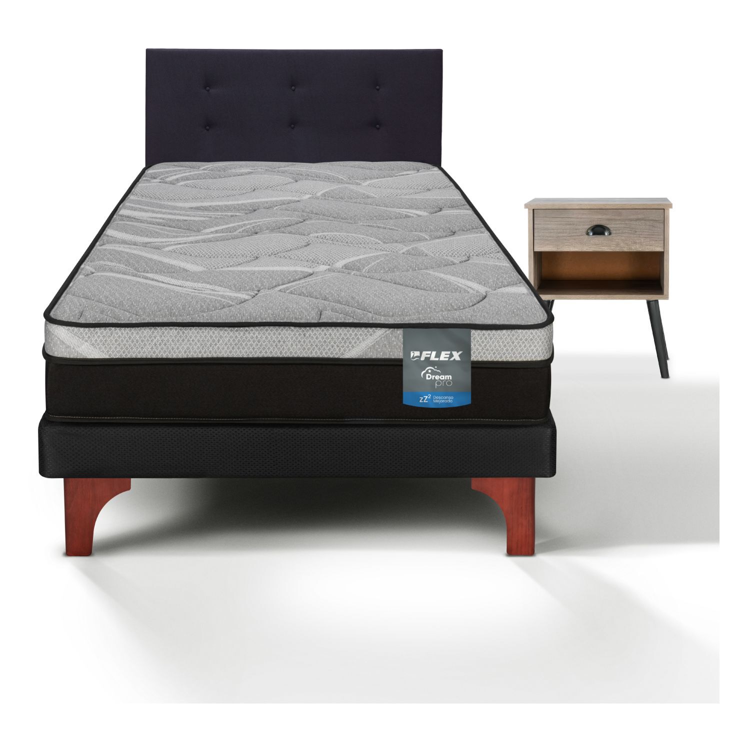 Cama Europea Flex Dream Pro / 1.5 Plazas + Set De Maderas image number 0.0