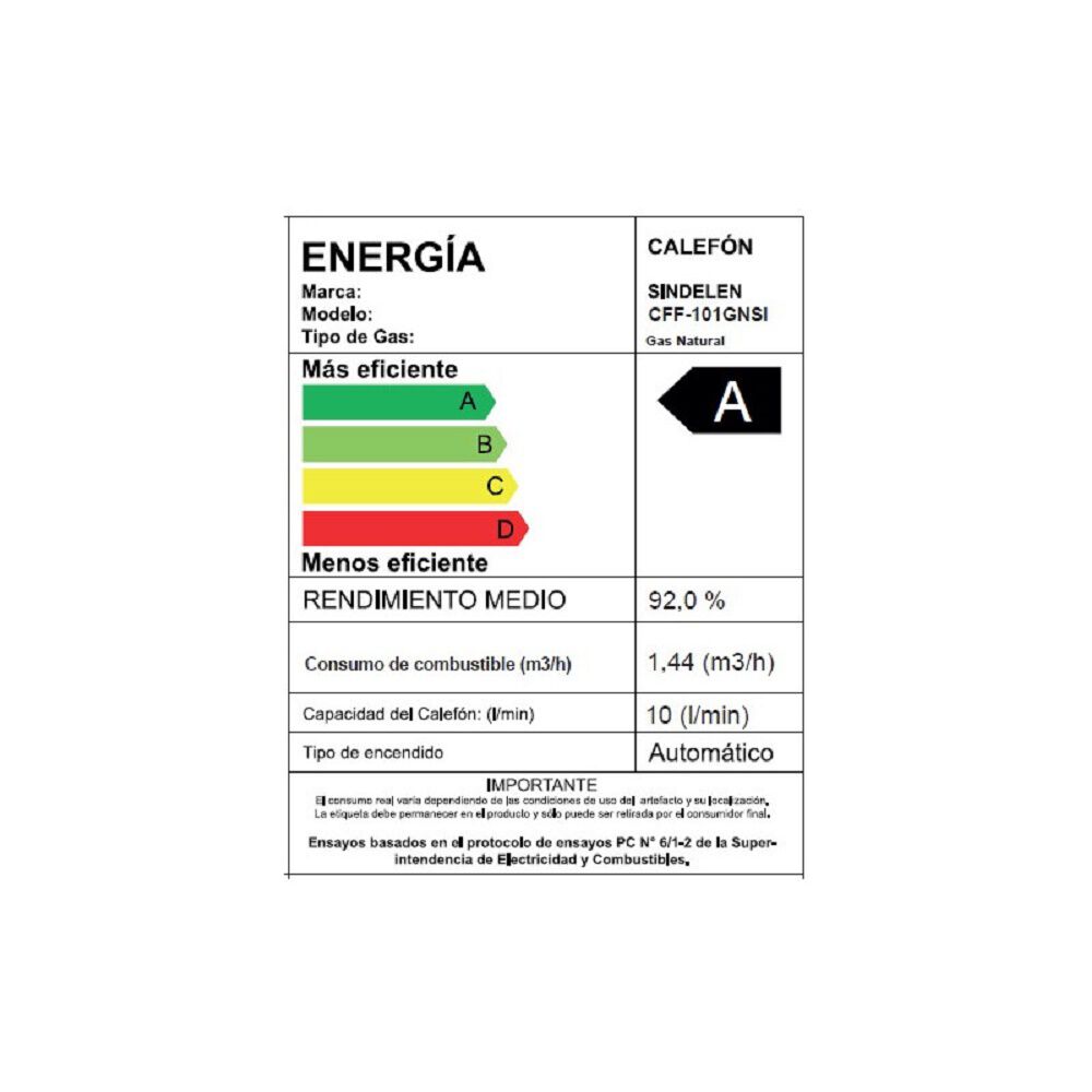 Calefón Sindelen Gas Natural Tiro Forzado Cff-101gnsi image number 3.0