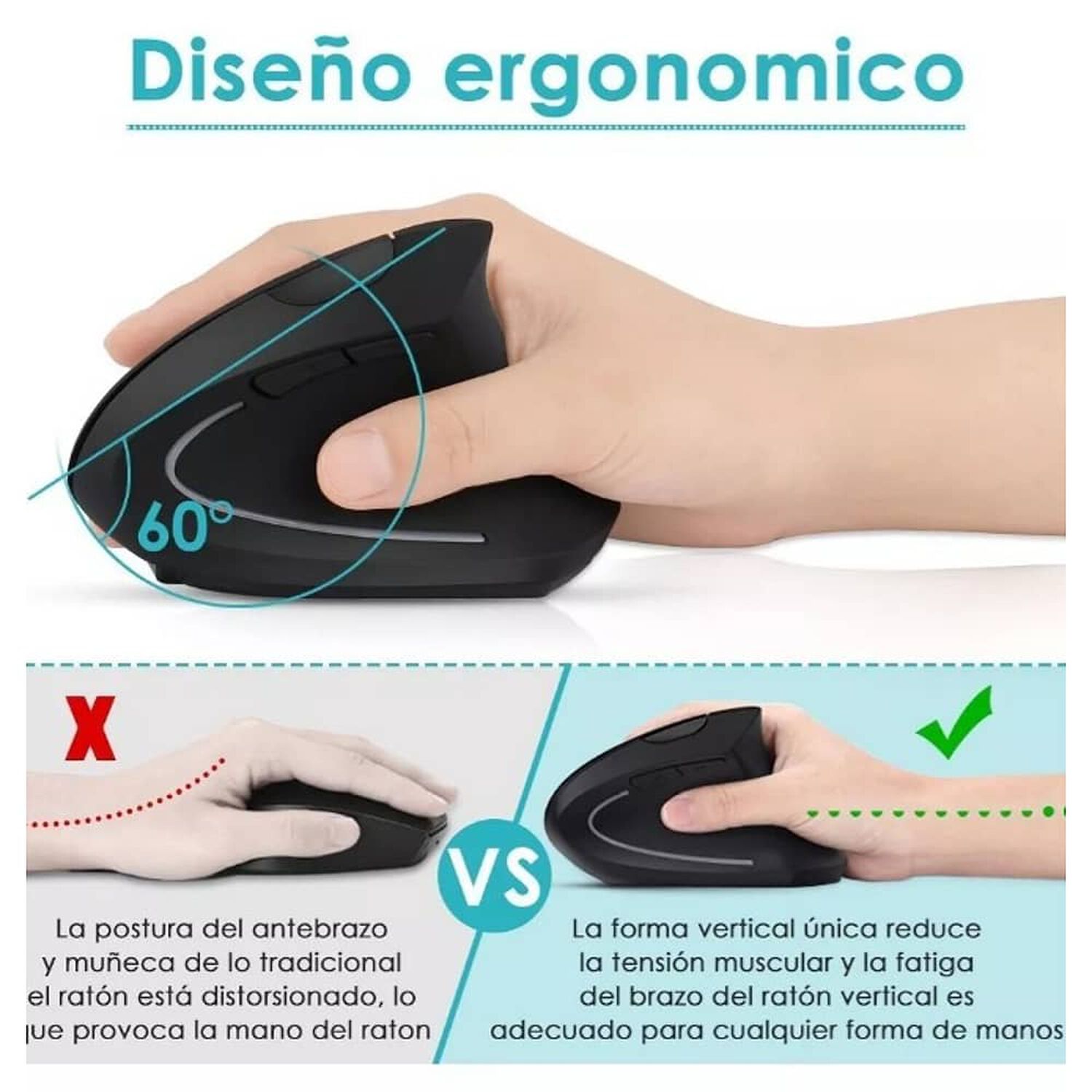 Mouse Vertical Inal&aacute;mbrico Ergon&oacute;mico image number 1.0