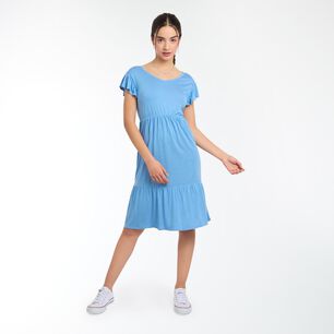 Vestido Manga Corta Con Vuelos Cuello Redondo Mujer Freedom
