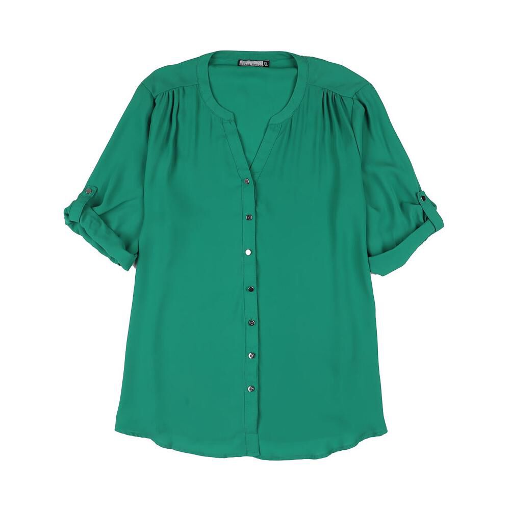 Blusa Regular Manga Larga Roll Up Cuello Maho Mujer Lesage image number 0.0