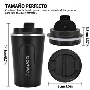 Vaso Termico Port&aacute;til De Doble Capa De Acero Inoxidable Caf&eacute; Negro