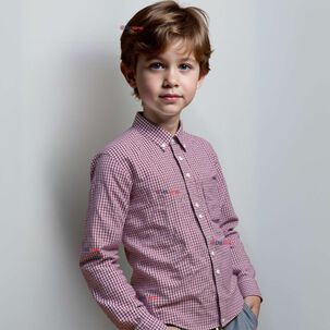 Camisa Huaso Cuadrillé Cuadro Manga Larga 100% Algodón Rojo Negro Casual