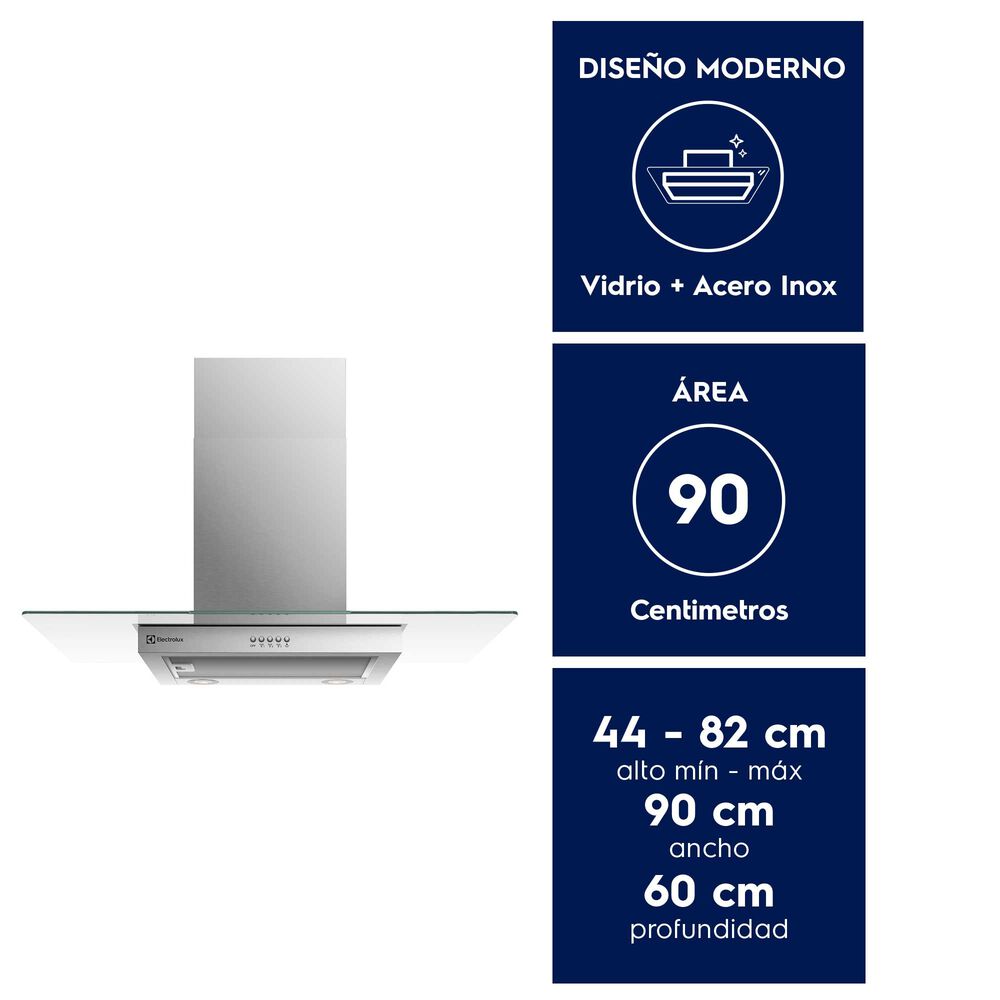 Campana Cocina Pared Decorativa 90cm Luz Led Ce9vx Inox image number 1.0