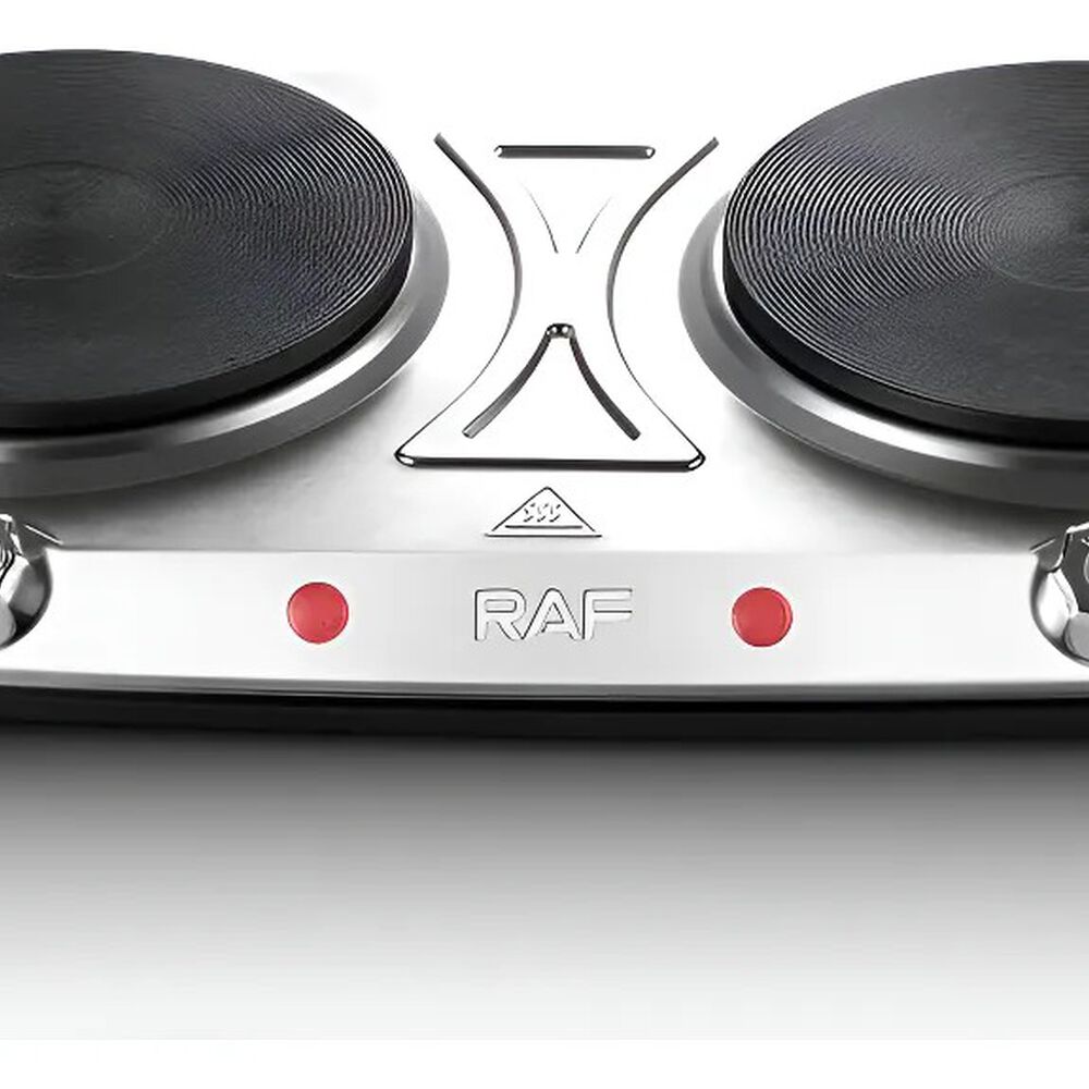 Cocina El&eacute;ctrica 2 Plato Cocinilla Encimera Acero Inoxidable image number 2.0