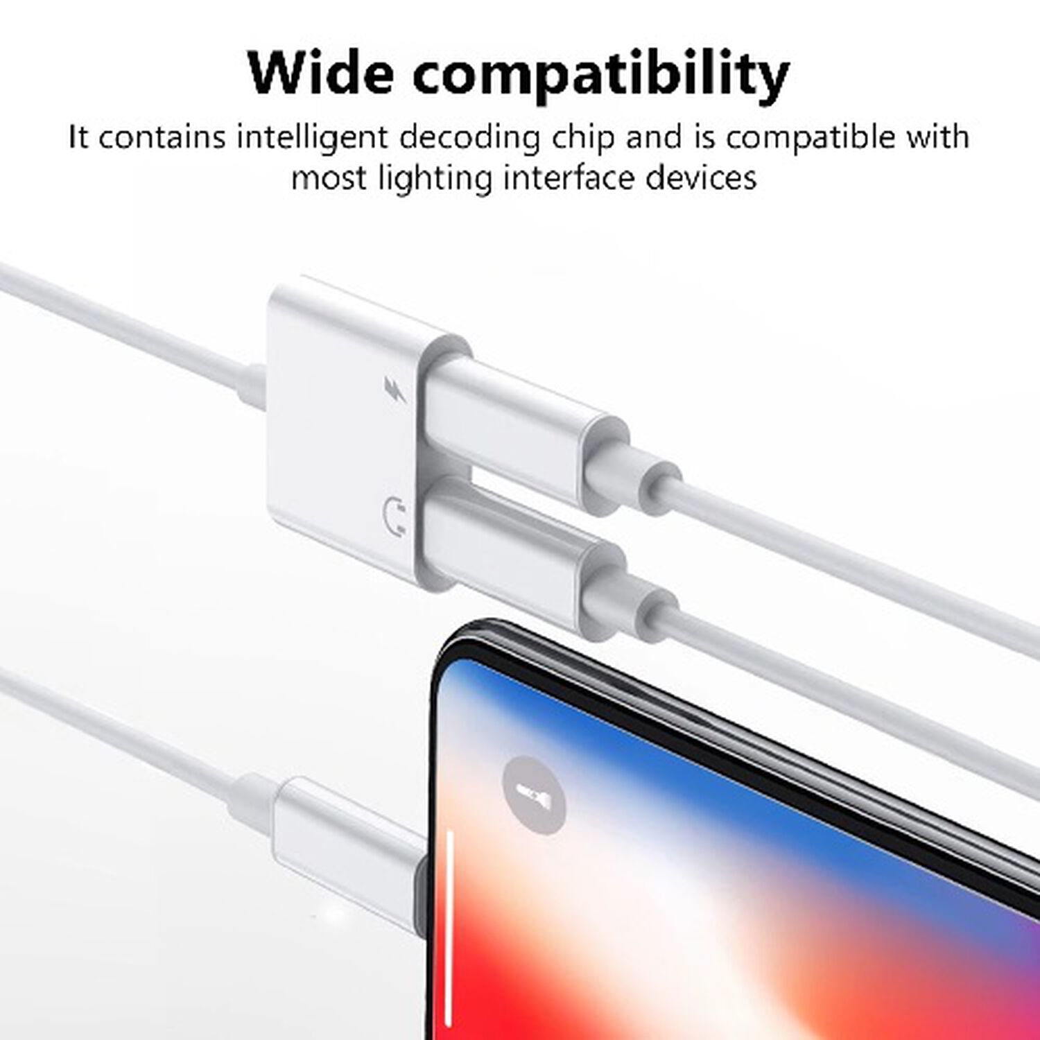 Adaptador De Audio Y Carga Compatible Para Iphone 2 En 1 Conector Con Cable Compatible Iphone A Jack 3,5 Auxiliar Original image number 4.0