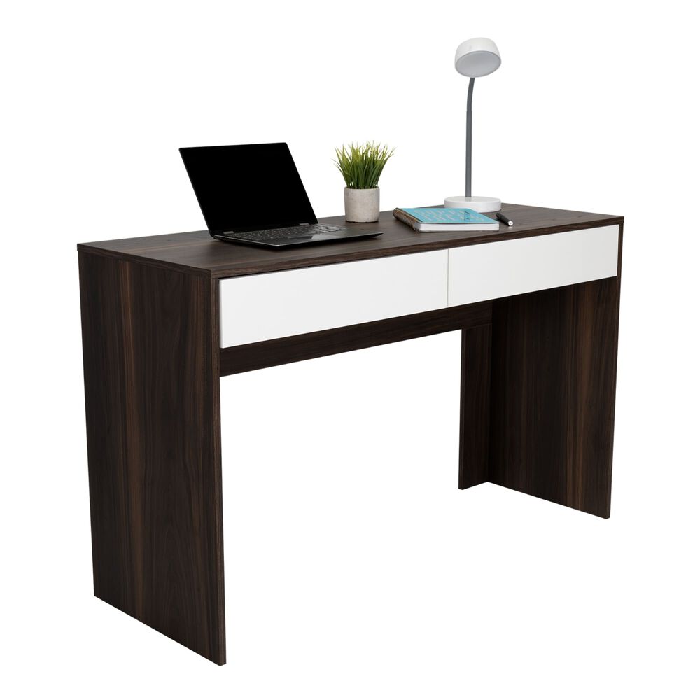 Escritorio 2 Cajones Fm-036o Caf&eacute; Oscuro Y Blanco image number 1.0