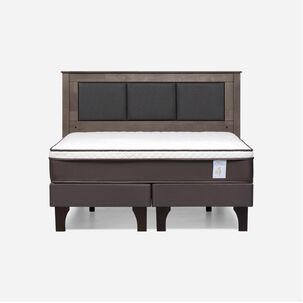 Cama Europea Rosen New Style 4 Plus / 2 Plazas / Base Dividida  + Respaldo Rachel Gris