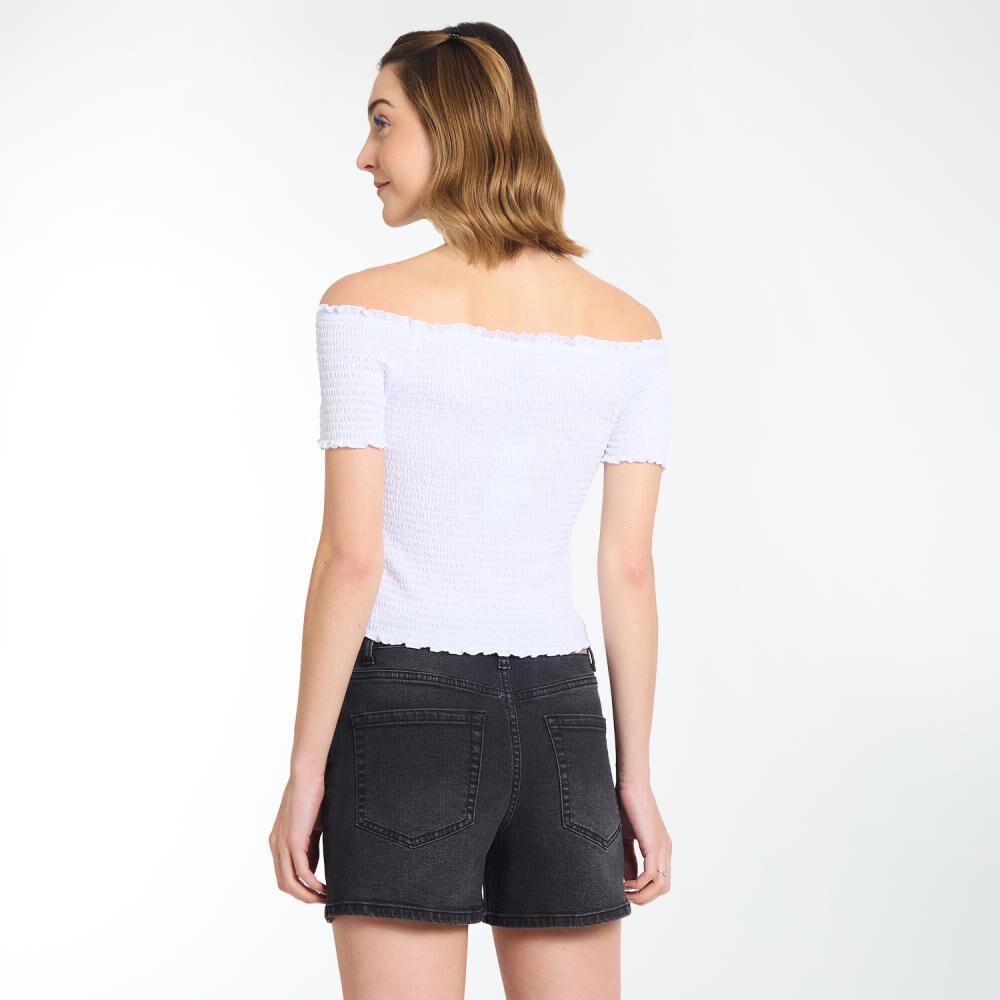 Polera Crop Panal Manga Corta Cuello Cuadrado Mujer Freedom image number 3.0
