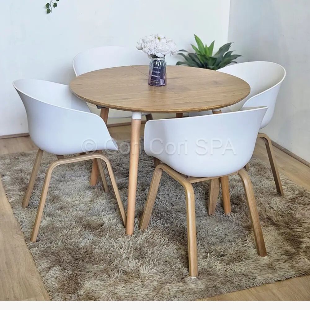 Comedor Mesa Expandible 100 - 180cms + 4 Sillas Cup Blanco image number 0.0