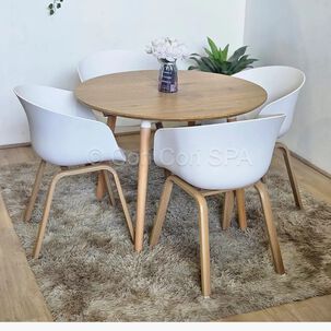 Comedor Mesa Expandible 100 - 180cms + 4 Sillas Cup Blanco