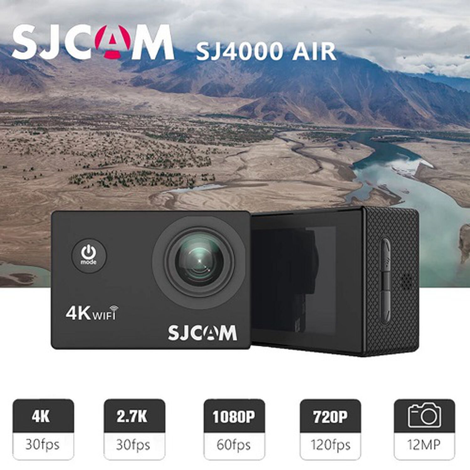C&aacute;mara Go Pro Sjcam Sj4000 Air Pro Full Hd 4k 30fps Deportiva Ultra Hd Wifi Con Accesorios Sumergible 1 Bat image number 5.0