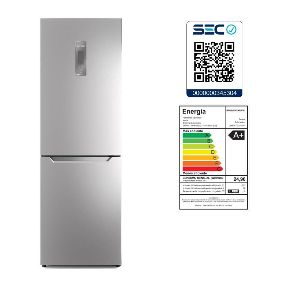 Refrigerador Bottom Freezer Fensa DB60S / No Frost / 322 Litros / A+ image number 6.0
