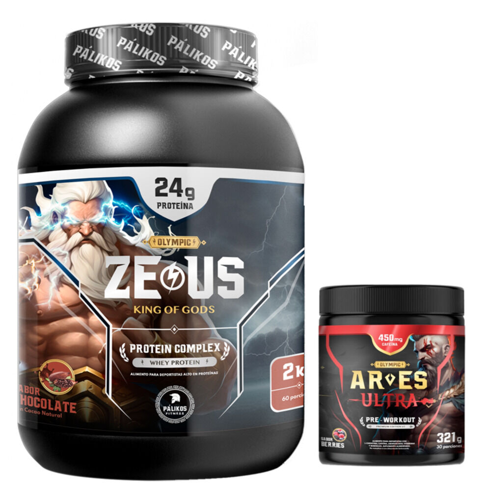 Pack Proteina Zeus1 Kg Complex Chocolate Pre Entreno. image number 0.0