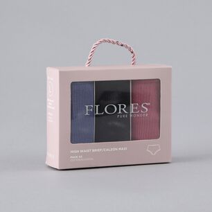 Pack 3x Calzon Maxi Algodon Rib Flores Mujer 25578-2