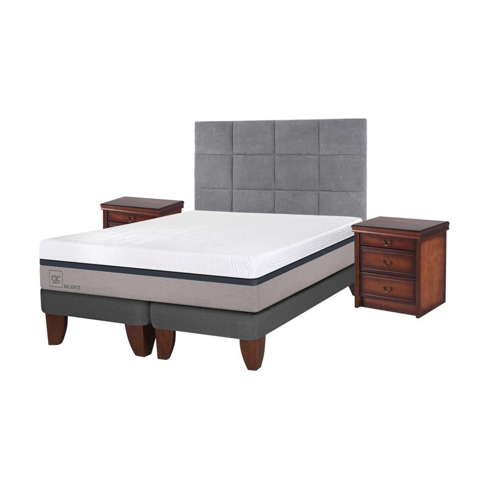 Cama Europea Cic Balance / 2 Plazas / Base Dividida + Set De Maderas image number 1.0