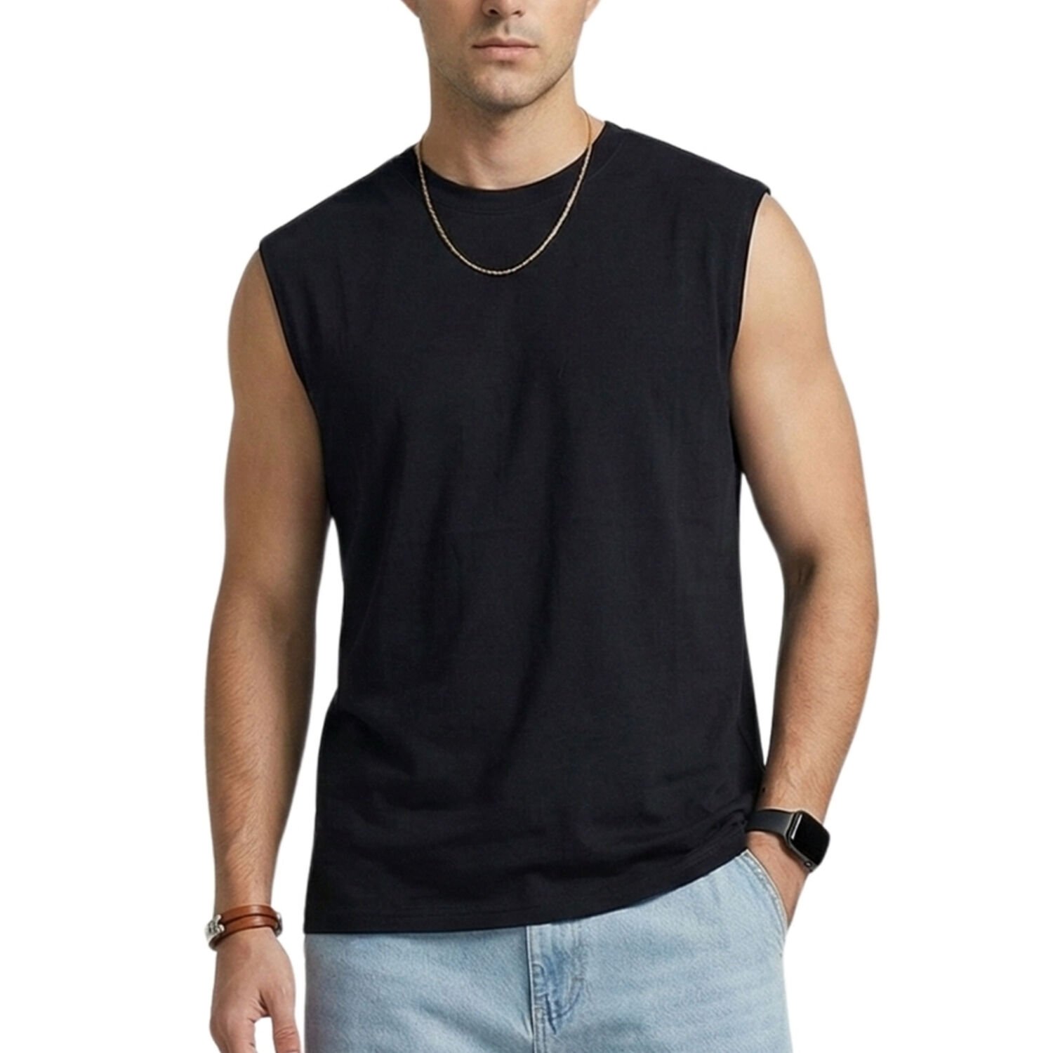 Polera Sin Manga Musculosa Unicolor Hombre Hercules