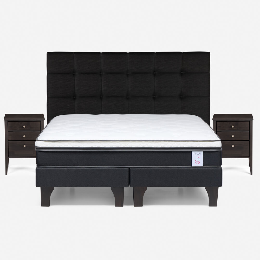 Cama Europea Rosen New Style 6 / King / Base Dividida + Set De Maderas Issey Grafito image number 0.0