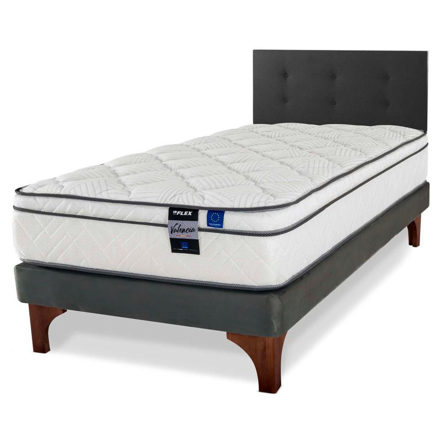 Cama Europea Flex Valencia / 1.5 Plazas / Base Normal + Respaldo image number 0.0