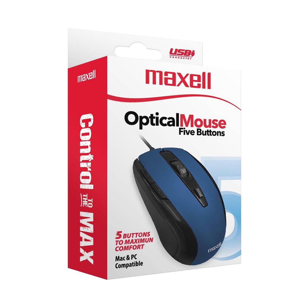Mouse &Oacute;ptico Maxell 5 Botones Mowr-105 Azul image number 2.0