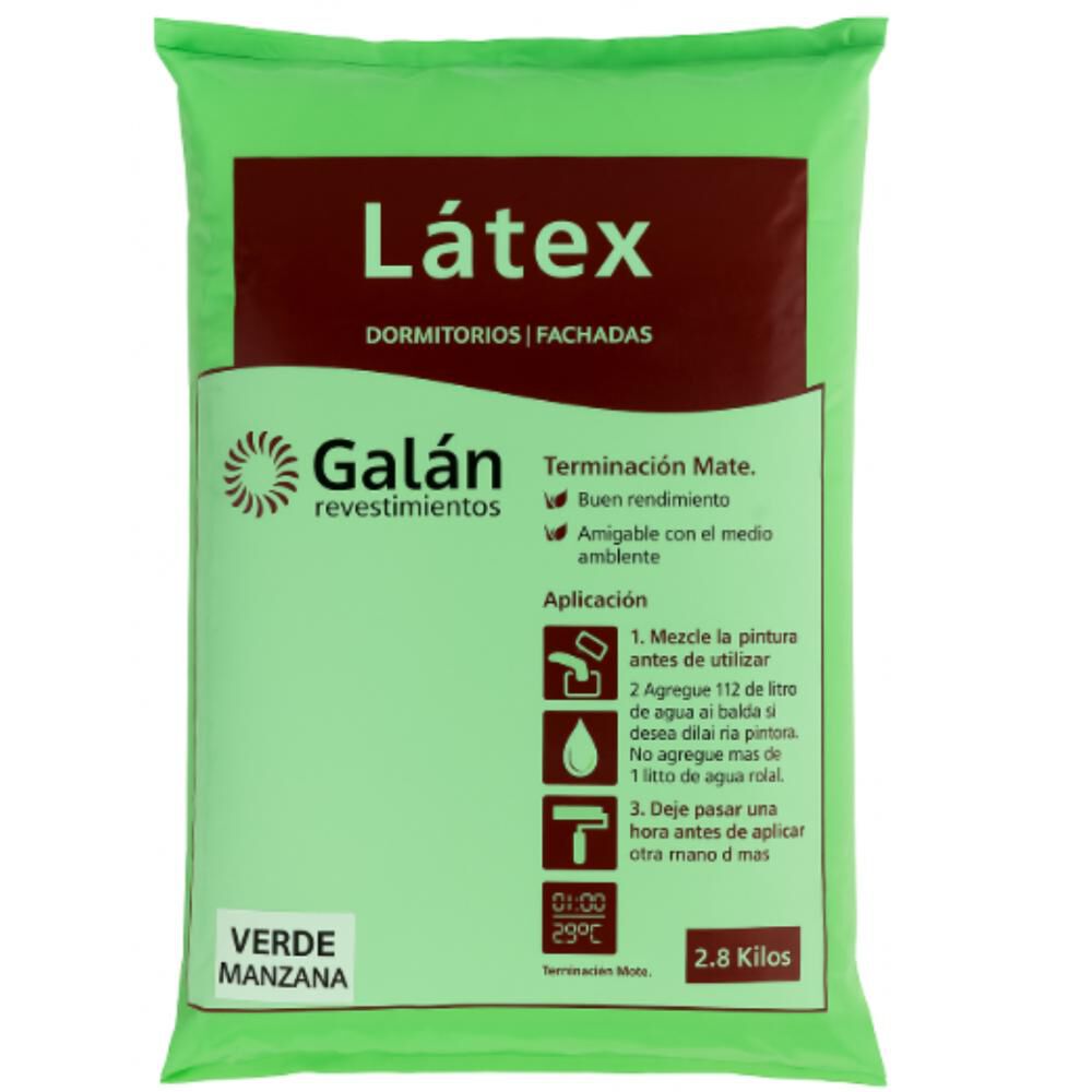 Pintura En Bolsa Latex 2.8 Kilos Verde Manzana Galan image number 0.0