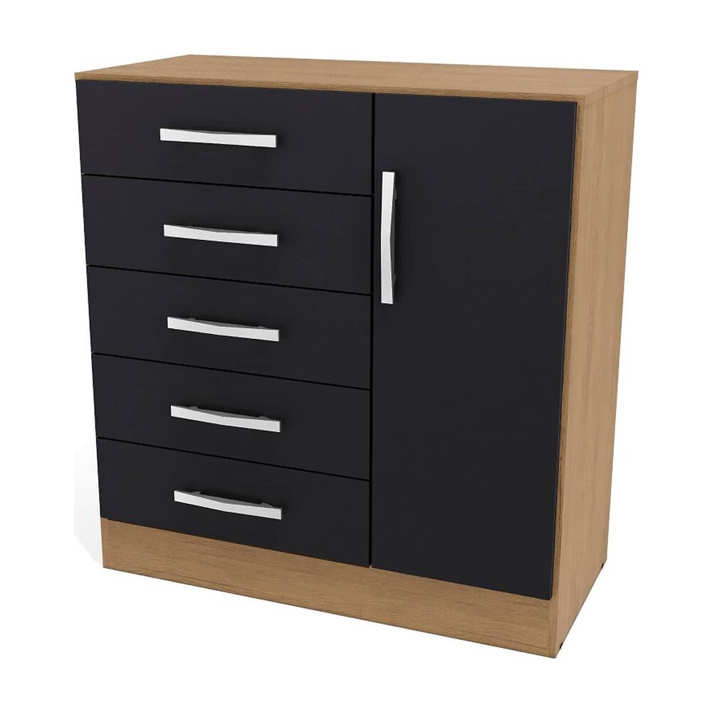 C&oacute;moda Yardas Beatriz Negro / Angel&iacute;n 5 Cajones 1 Puerta image number 0.0