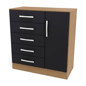 C&oacute;moda Yardas Beatriz Negro / Angel&iacute;n 5 Cajones 1 Puerta