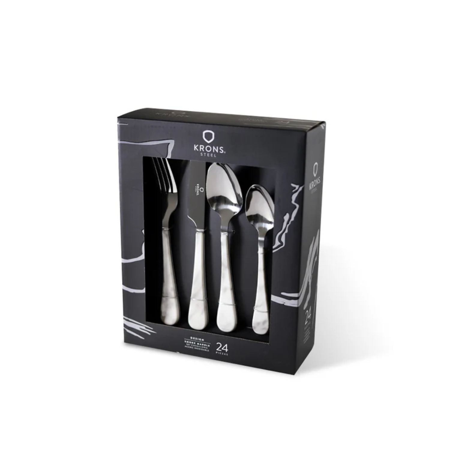 Set Cubiertos 24 Piezas Krons Smoke Marble Marmol image number 0.0